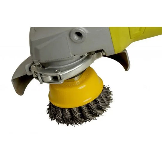 Zip Wire Brush Wheel. Cup Shape 70Mm With M14 Thread. Yellow.