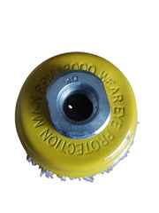 Zip Wire Brush Wheel. Cup Shape 70Mm With M14 Thread. Yellow.