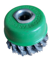 Zip Wire Brush Wheel. Cup Shape 70mm 4" Grinder fitting, Green