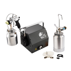 QTech5 HVLP 5-Stage Turbine with Q70 Suction Gun + Pressure Pot Assembly.
